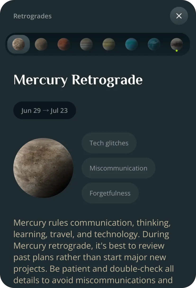 Daily horoscope screen